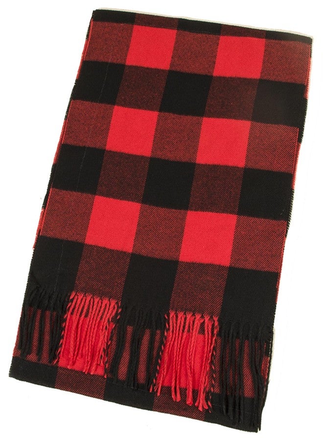 Vikodah Mens Womens Winter Warm Scarf Classic British Black Red Christmas Plaid Soft Cashmere Feel Tassle Long Shawl - Image 1